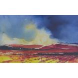 Betsy Smith, 'Autumn Fields', watercolour, framed under glass, entitled verso, 27 x 17cm