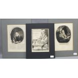 Two Rembrandt engravings to include Portrait of Wtenbogaert and another of Sylvius and one other,