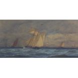 19th century marine watercolour of a boat caught in a squall, apparently unsigned, framed under