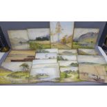 A collection of nineteen James Heron unframed watercolours, largest approx 55 x 37cm (19)