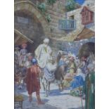 William Hole RSA RE, (1886 - 1917) North African market scene, watercolour, signed, framed under