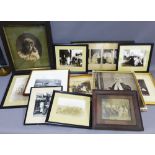 A collection of twelve Family and Agricultural black and white photographic prints, all framed,