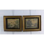 W. Nation, a pair of 18th century landscape watercolours, signed, in verre eglomise frames, sizes