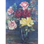 Galloway, still life vase of flowers,oil on canvas, signed and dated 54, in a giltwood frame, 32 x