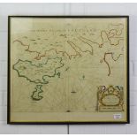 Collins, Greenville, - Part of the Maine Island of Shetland, a hand coloured map, framed under