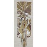 Woolwork tapestry panel, framed, size overall 19 x 57cm