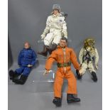 Vintage Action Man figures together with a selection of clothing and accessories, (a lot)