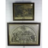 18th / 19th century print together with another smaller, glazed Hogarth frames, largest 65 x 45cm (