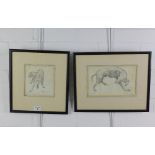Two pencil sketches of dogs, each signed Good and dated '82, in glazed frames, largest 24 x 17cm (2)