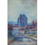 C. Brydon, country lane with a horse and cart, watercolour, signed, framed under glass within an