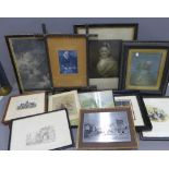 A carton containing a quantity of 19th century and later prints, etc, all framed, various sizes,