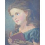American School head and shoulders portrait of a young girl, oil on canvas board, apparently