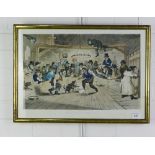 Westminster Pit, a coloured print, under glass in a gilt frame, size overall 56 x 40cm