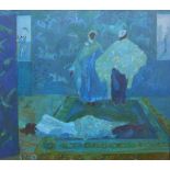 Ruth Fowler, 'Islamic Carpet', signed and dated '89, inscribed verso, oil on canvas 140 x 120cm