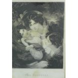 'The Proposal', a 19th century engraved print, framed under glass within a rosewood frame, size