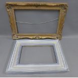 Good quality giltwood gesso frame, 66 x 44cm and a smaller modern grey painted frame, (2)