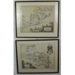 Two hand coloured Scottish maps, Blaeu, to include Lidisdail and Twedail, both in glazed Hogarth