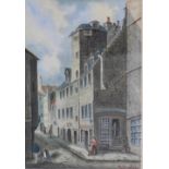 Ancient Signal tower, Tolbooth Wynd, a watercolour by A. McIntosh, signed, framed under glass, 26