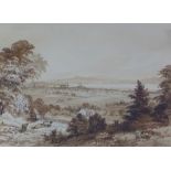 Distant view of Edinburgh, a 19th century pencil and watercolour, apparently unsigned, framed