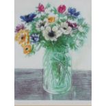 L. Valerie Christmas, 'Anemones', coloured print, signed in pencil and numbered 139 / 150, framed