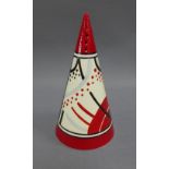 Wedgwood limited edition Carpet conical sugar castor, based upon an original Bizarre by Clarice