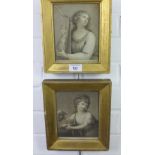 A pair of 19th century gilt framed prints, sizes overall 20 x 23cm (2)