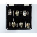 Set of six Victorian silver teaspoons, Birmingham 1899, in fitted case (6)