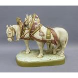 Royal Dux group of two horses, pink triangle backstamp,