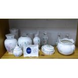 Collection of Aynsley floral patterned porcelains to include vases, rose bowl, trinket dishes,