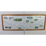 Fisherman's Map of Salmon Pools on the River Tweed, compiled by Nigel Houldsworth, framed coloured