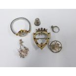 Lady's vintage 9ct gold cased wrist watch, Charles Horner silver thimble and a collection of