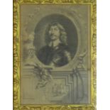 A print of James Graham, Marquis of Montrose, under glass within a rosewood frame, size overall 29 x