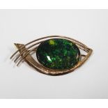 Yellow metal opal set brooch, 6cm