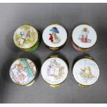 Set of six Crummles enamel boxes from the Beatrix Potter keepsake series, (6)