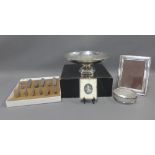 Mixed lot to include Epns fish knives and forks, silver plated frame, small faux ivory miniature and