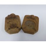 Two Robert Mouseman Thompson oak ashtrays, 10cm long (2)