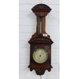 Oak cased wall barometer, the dial inscribed James Lucking & Co, 65cm