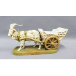 Royal Dux goat and cart figure group and another of donkeys, both a/f, 34cm (2)