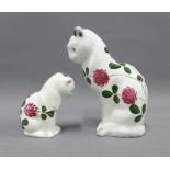 Plichta pottery clover pattern cat and another larger model which is unmarked, tallest 15cm (2)
