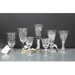 Collection of 19th century and later glasses to include a cordial glass with opaque spiral twist