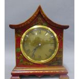 Chinoiserie cased mantle clock, early 20th century, retailed by Asprey, in a red pagoda shaped