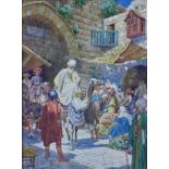William Hole RSA RE, (1886 - 1917) North African market scene, watercolour, signed, framed under