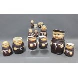 Goebel's group of eleven pottery monks to include jugs, cruets and jars, etc, tallest 20cm (11)