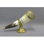 Brass mounted horn table snuff mull