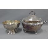 Elkington Epns half gadrooned punch bowl, impressed marks and numbered 12950 and a large Epns soup
