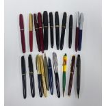 Vintage collection of mainly Parker fountain and ball point pens, etc (22)