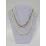 Torsade pearl necklace and two strand of faux pearls (3)
