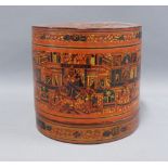 Burmese Betel box of cylindrical form with trays to the interior, 22cm