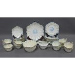 Foley Wileman blue and white china teaset, 12 place setting with one cup lacking