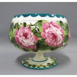 Wemyss Ware footed bowl in Cabbage Rose pattern, early 20th century, painted and impressed marks,